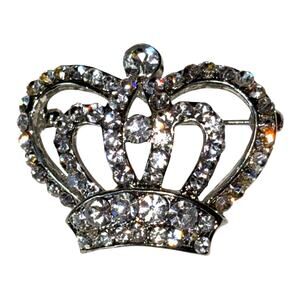 Vintage Rhinestone Queen's Crown Brooch Pin or Pendant